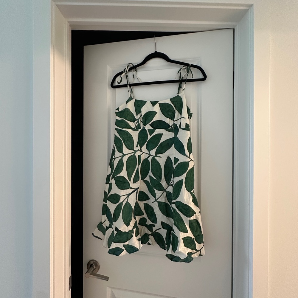 Green Leaf Print Dress